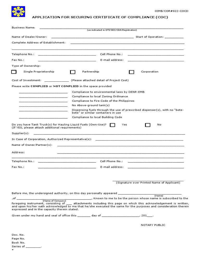 COC Checklist Form | Download Free PDF | Government Information ...