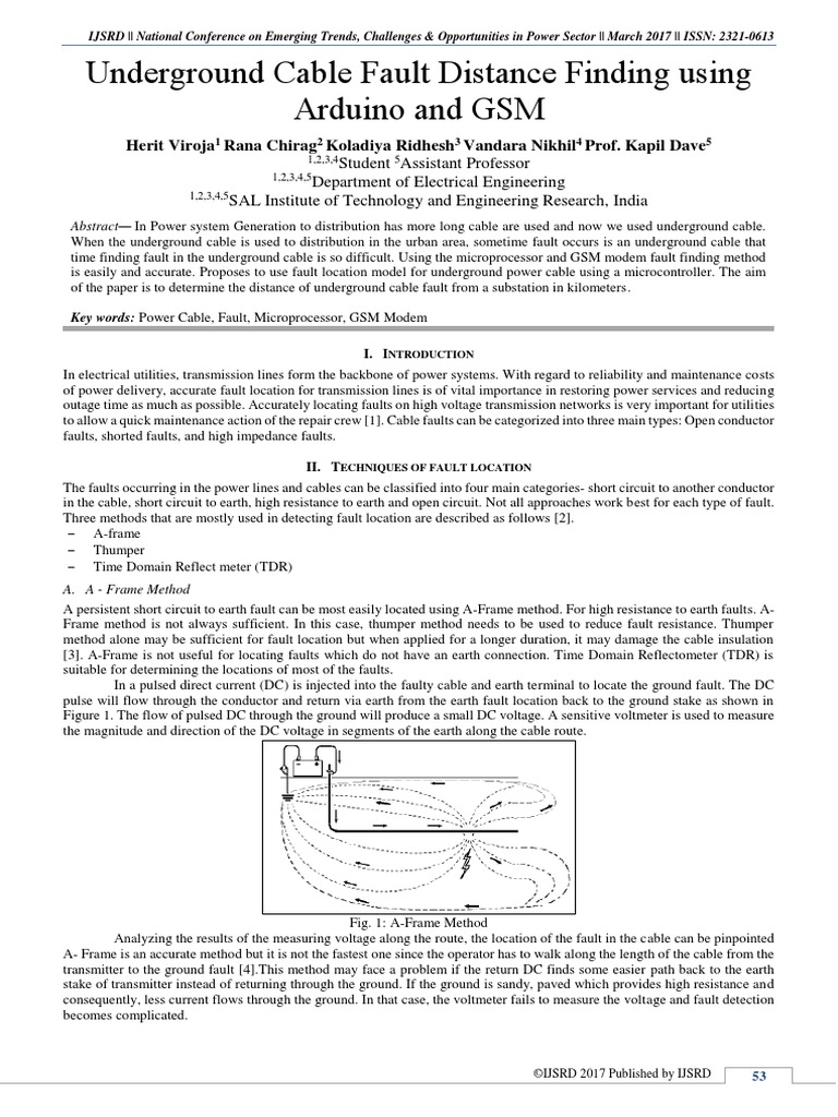 Underground Cable Fault Distance Finding Using Arduino and GSM PDF