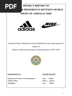 Project Report On Consumer Preference Between Sports Shoes of Adidas & Nike