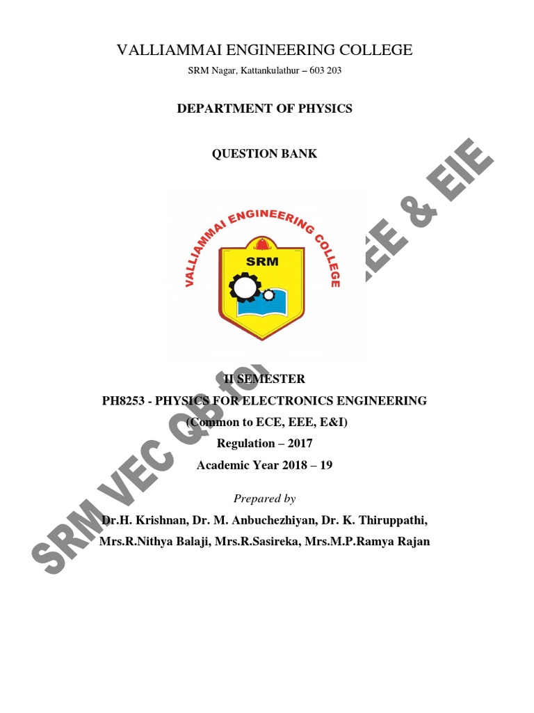 Physics Question Bank for Electronics Engineering | PDF ...