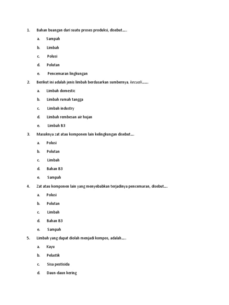 Soal Ipa Limbah