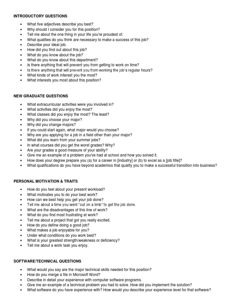 Structured Interview Examples | PDF | Motivation | Motivational