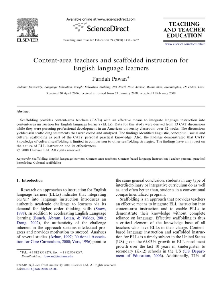 Scaffolding Strategies for ELL Instruction | PDF | English As A Second ...