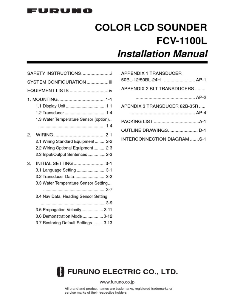 FCV-1100L Installation Manual | PDF | Screw | Electrical Connector