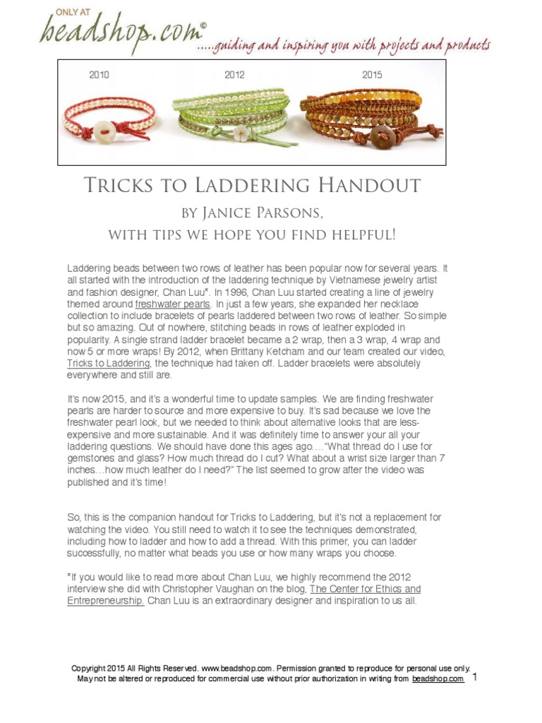 Primer For Tricks To Laddering 1 | PDF | Pearl | Bead