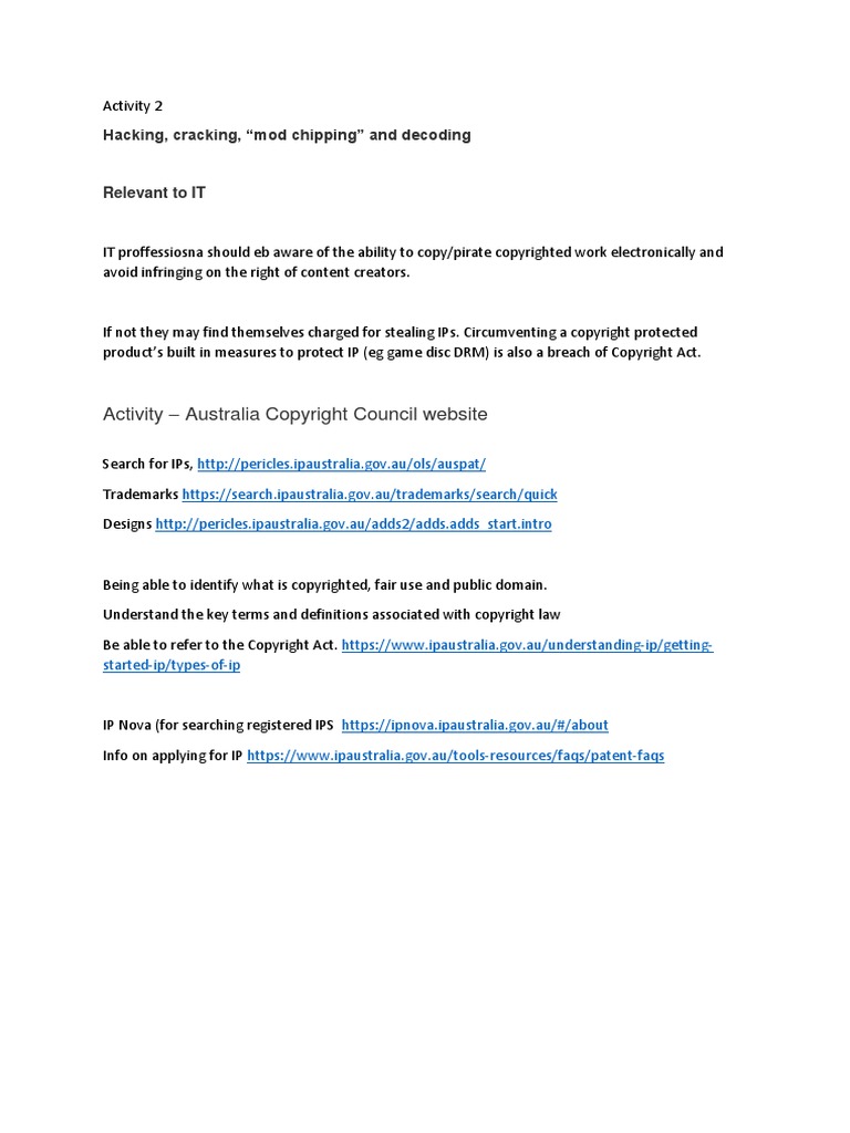 Activity: Hacking, Cracking, "Mod Chipping" and Decoding | PDF
