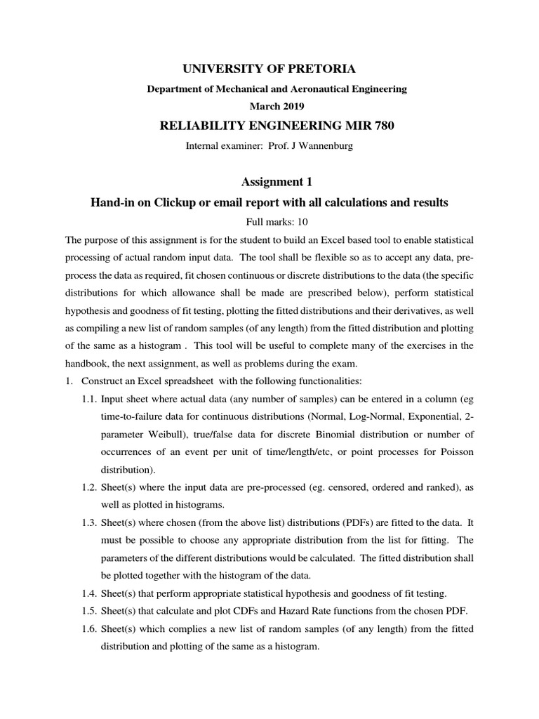 Excel Tool for Reliability Engineering | PDF | Probability Distribution ...