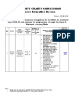 Ugc Recognition For Odl Programmes 2018 19 Onwards