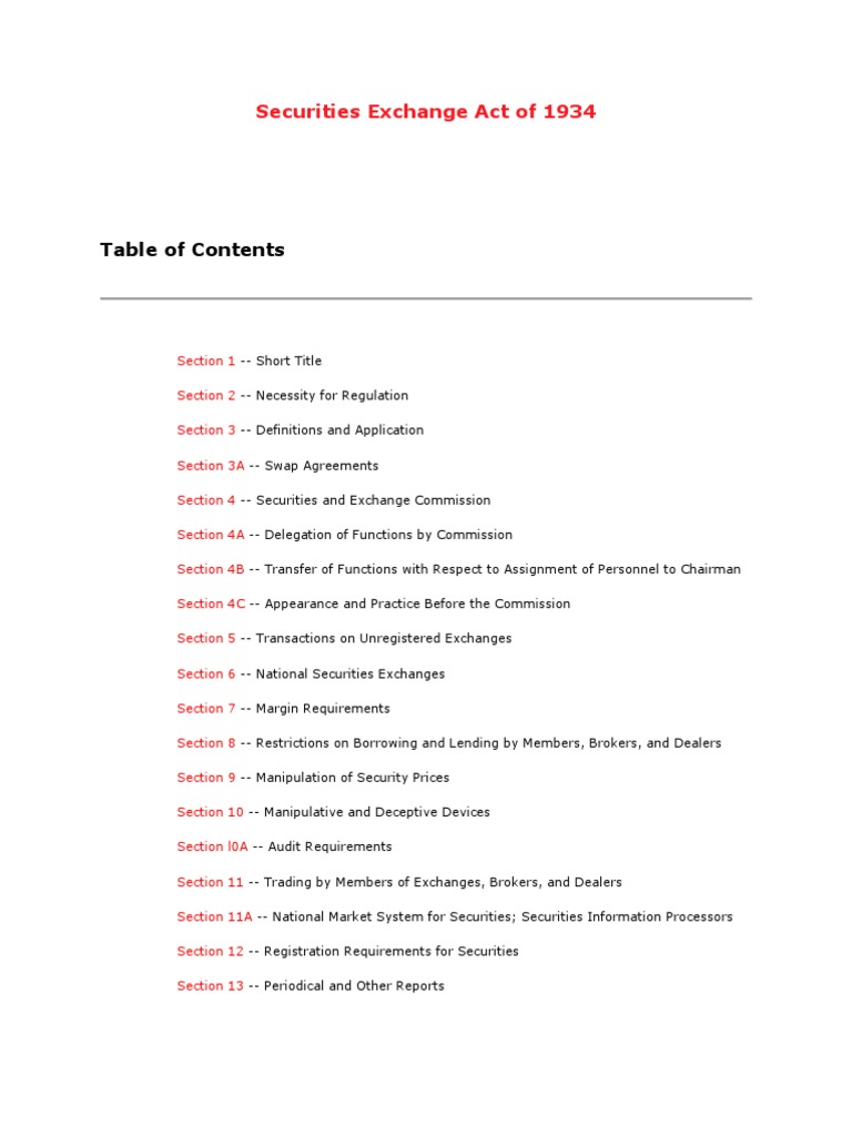 Securities Exchange Act of 1934 | PDF