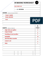 Decision Making Worksheet: Buy A New Car