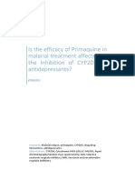 Is The Efficacy of Primaquine in Malarial Treatment Affected by The Inhibition of CYP2D6 by Antidepressants?