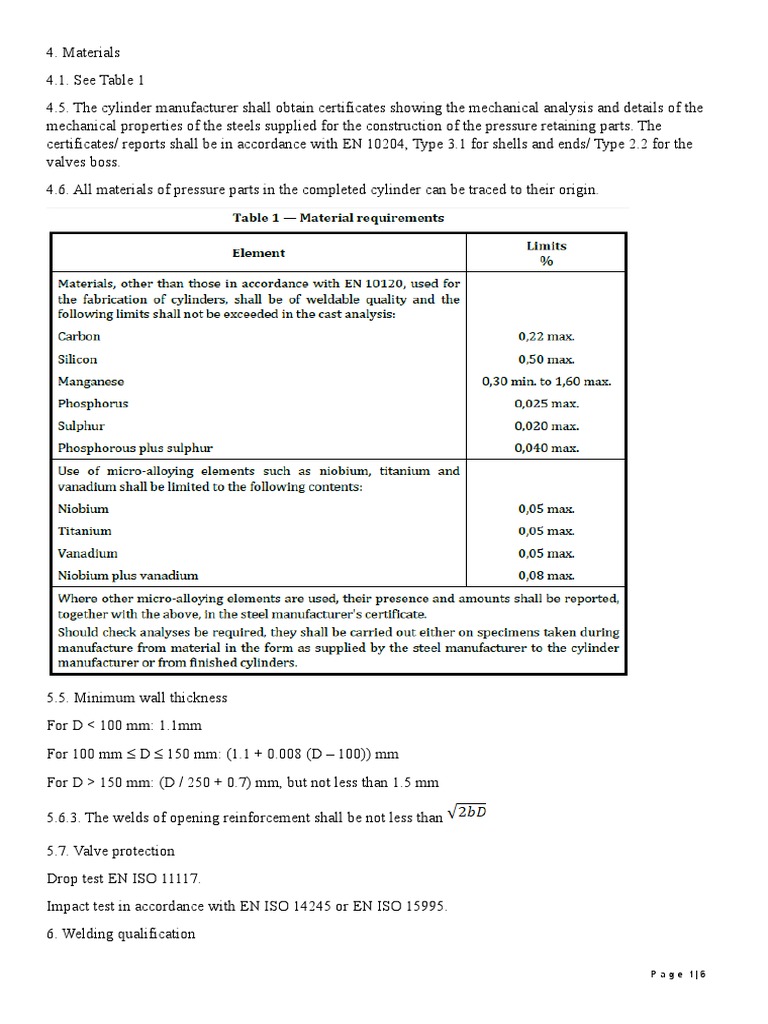 Cylinder Material and Welding Standards | PDF | Welding | Construction