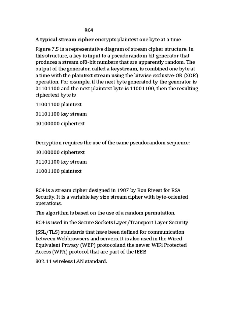 RC4 Stream Cipher Overview | PDF | Applied Mathematics | Security ...