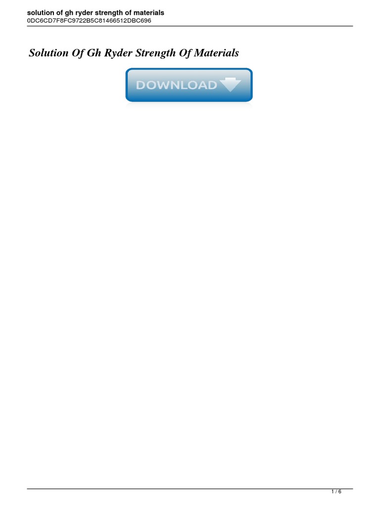 Solution of GH Ryder Strength of Materials PDF Analgesic Clinical