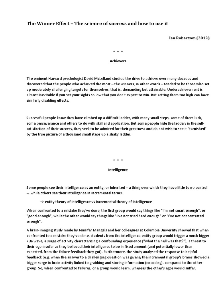 The Winner Effect - Transcript | PDF | Cortisol | Stress (Biology)