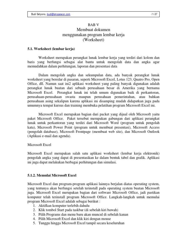 5 Microsoft Excel | PDF | Metode & Bahan Ajar | Komputer
