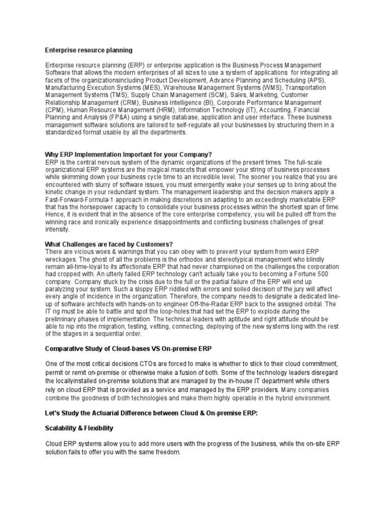 Enterprise Resource Planning Pdf Enterprise Resource Planning