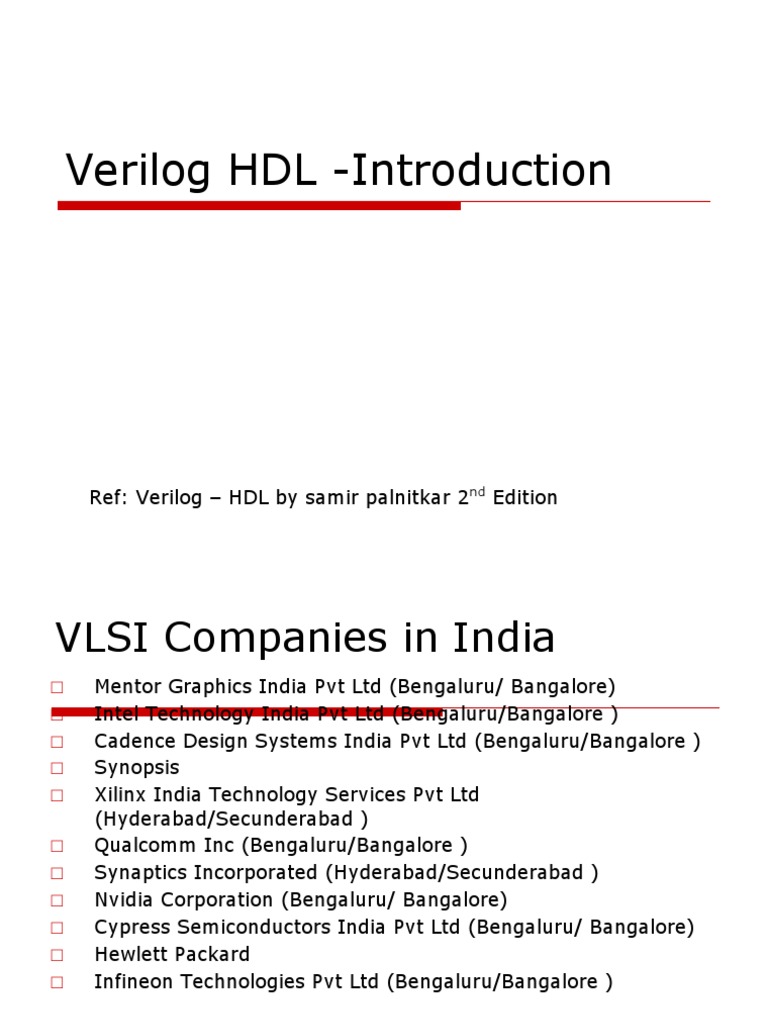 Introduction to Verilog HDL | PDF | Logic Gate | Hardware Description ...