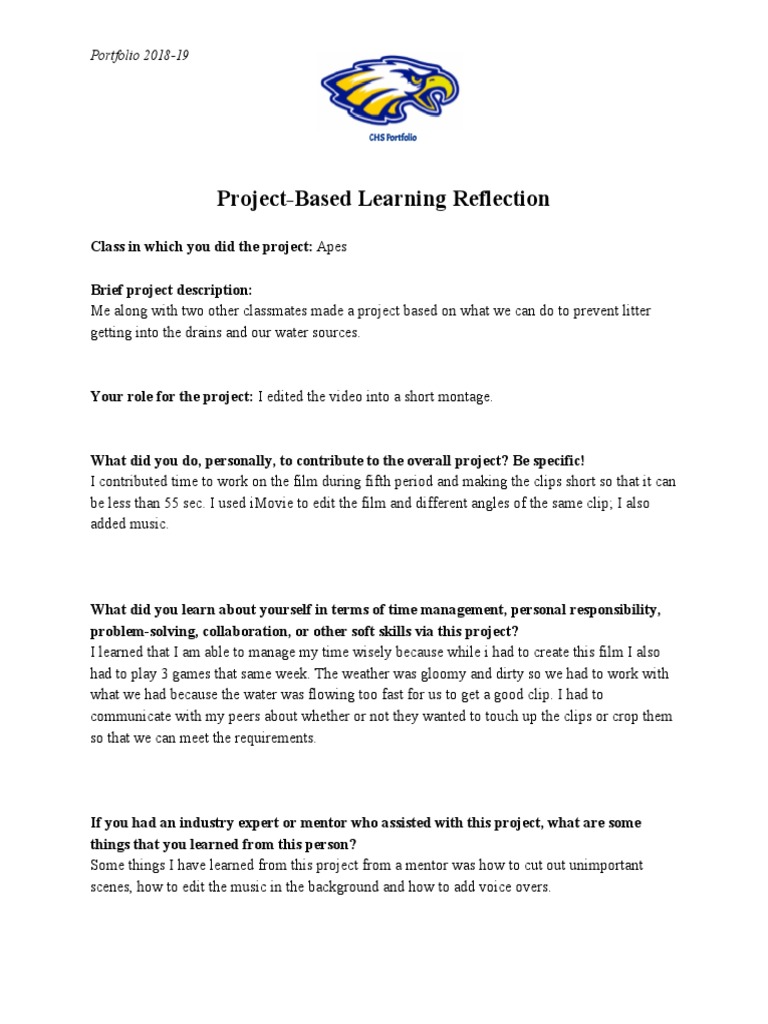 PBL Reflection | PDF | Career & Growth