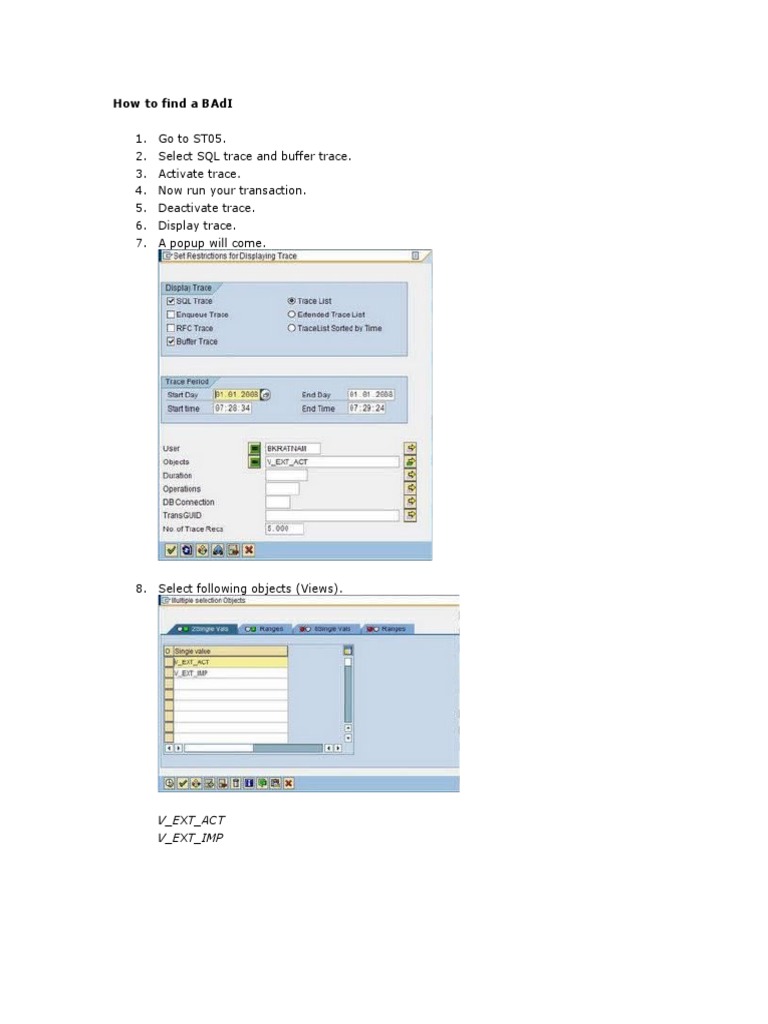 SAP BAdI Trace Guide | PDF