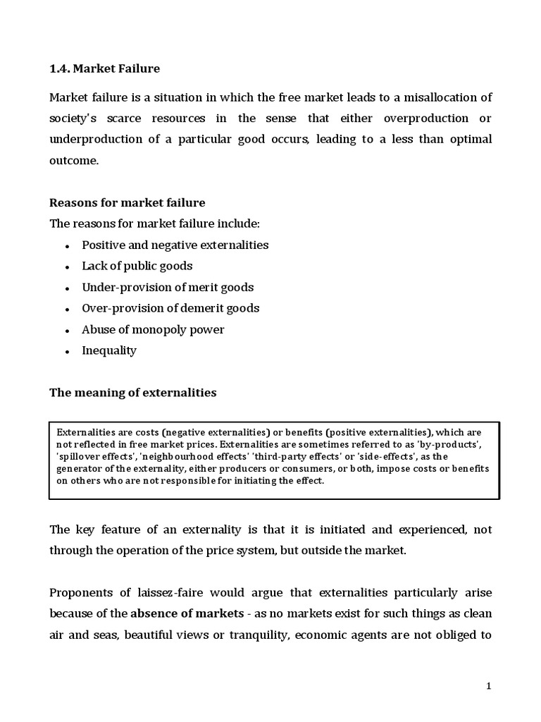 1.4 Market Failure | PDF | Externality | Public Good