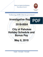 Investigative Report 2018-0004 City of Pahokee Holiday Schedule and Bonus Pay May 6, 2019
