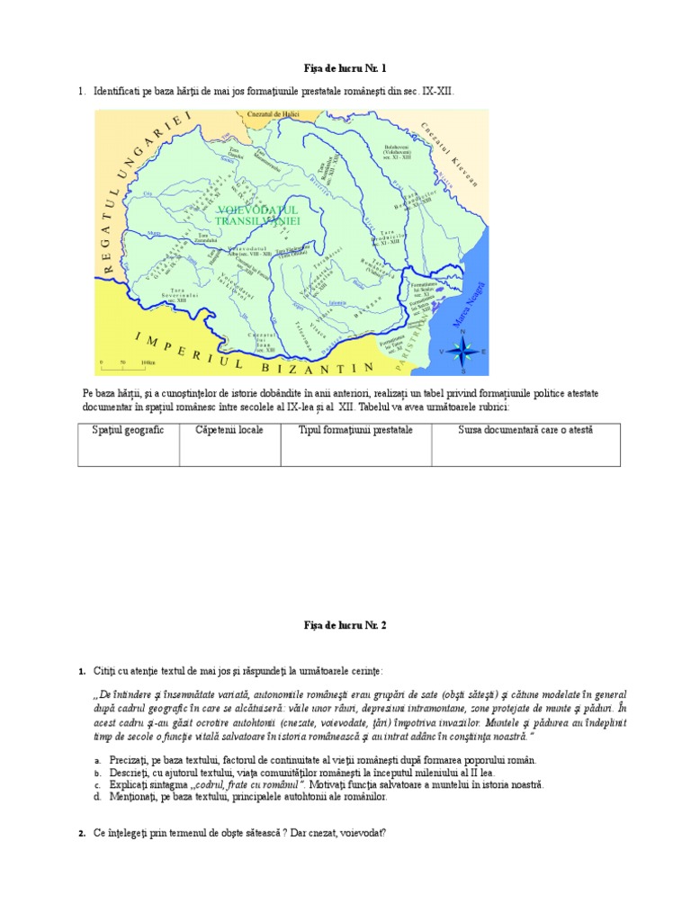 Fise de Lucru State Medievale in Cls. | PDF