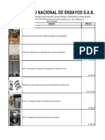 Lista de Precios Ensayos Laboratorio Nacional de Ensayos SAS