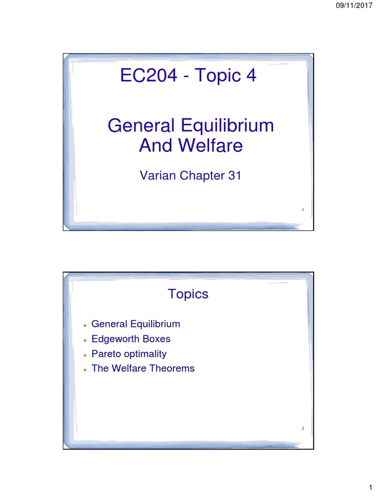 General Equilibrium and Welfare Analysis | PDF | General Equilibrium ...