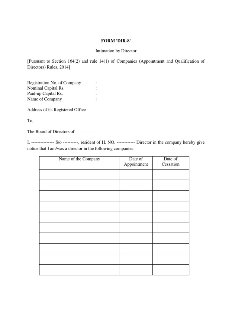 Form DIR-8 - Format | PDF