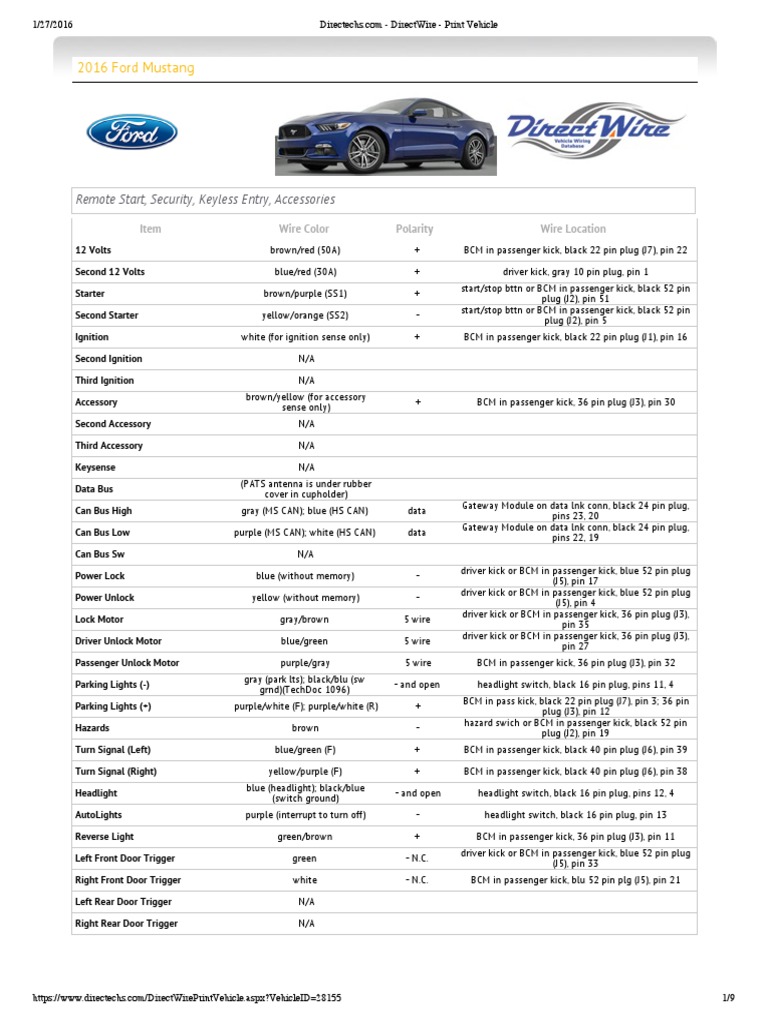 2016 Mustang Wiring | PDF | Trunk (Car) | Loudspeaker