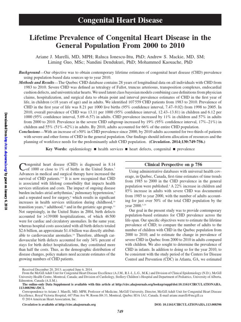 Lifetime Prevalence of Congenital Heart Disease in The General ...