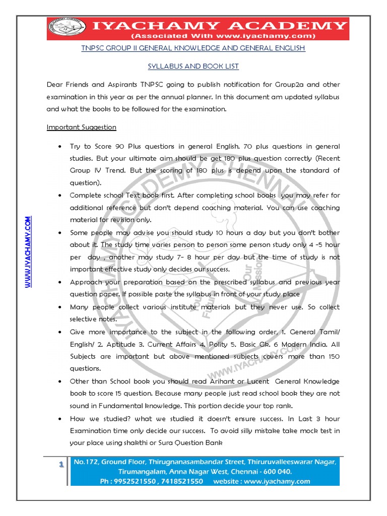 TNPSC Group 2 General English Syllabus | PDF | Verb | Geography