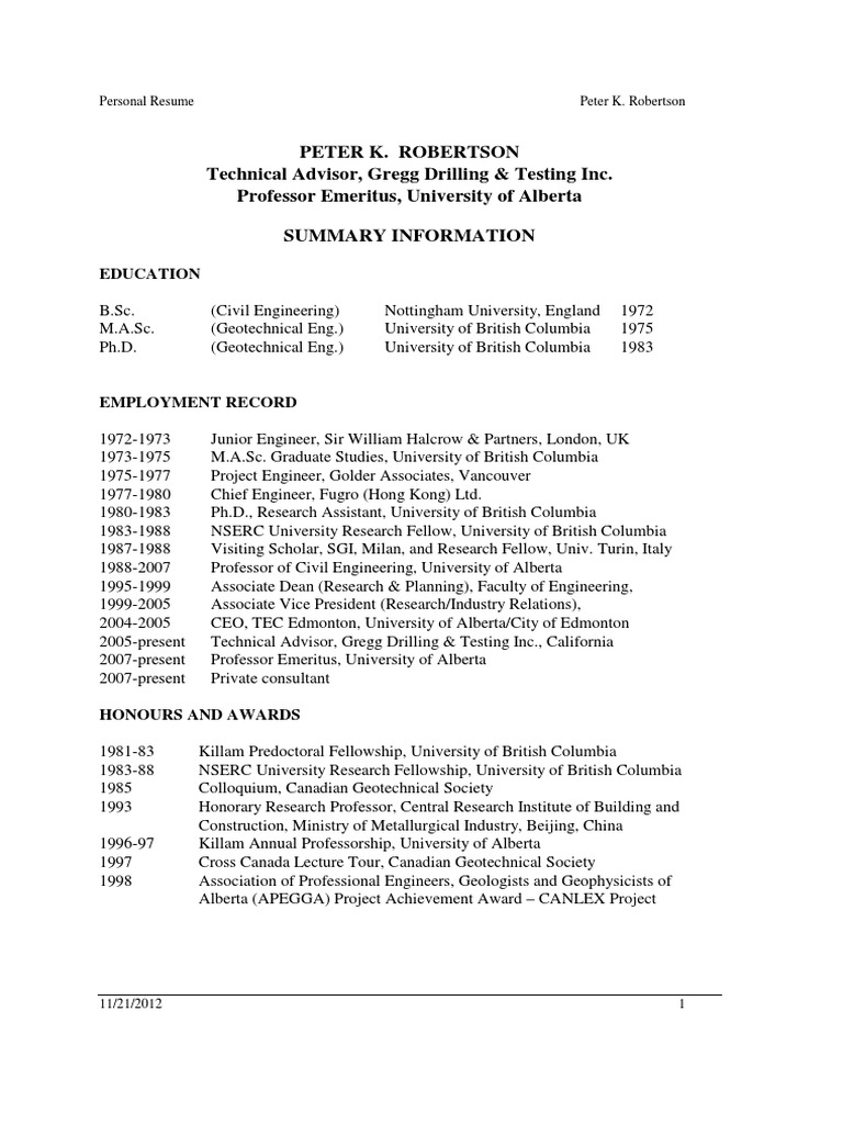 Peter K. Robertson: Geotechnical Expert | PDF | Geotechnical ...