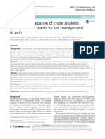 Scientific Investigation of Crude Alkaloids From Medicinal Plants For The Management of Pain