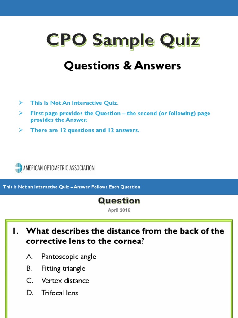 CPO Sample Quiz_Questions And Answers (2).pdf Clinical Medicine Eye