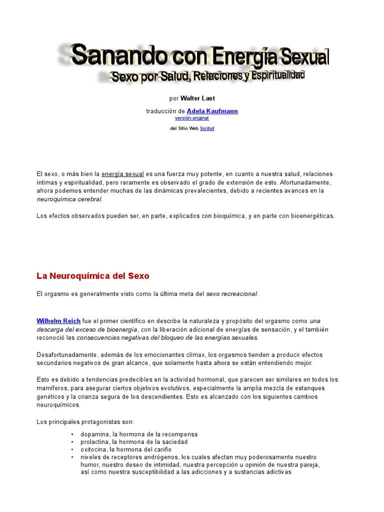 Energía Sexual y Neuroquímica del Sexo | PDF | Orgasmo | Dopamina