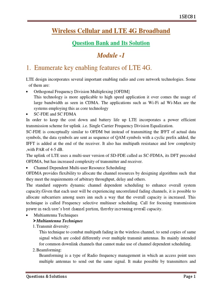 Wireless Cellular and LTE 4G Broadband | PDF | Orthogonal Frequency ...