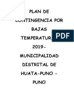 Plan de Contingencias Ante Baja Temperatura Del Distrito de Huata Puno Puno
