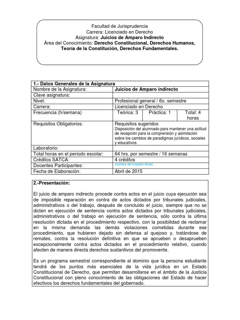 Programa de Juicios de Amparo Indirecto | PDF | Caso de ley | México