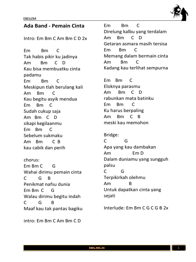 Lyric Chords Lagu Hits Indonesia Docx