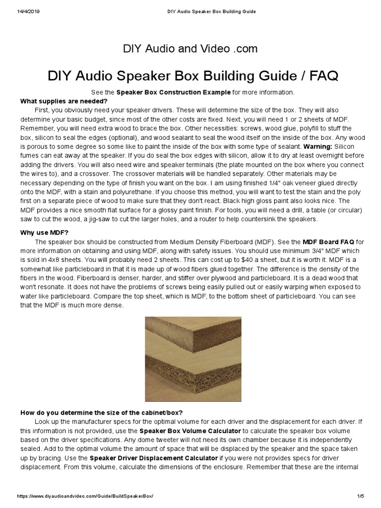 DIY Audio Speaker Box Building Guide / FAQ What Supplies Are Needed