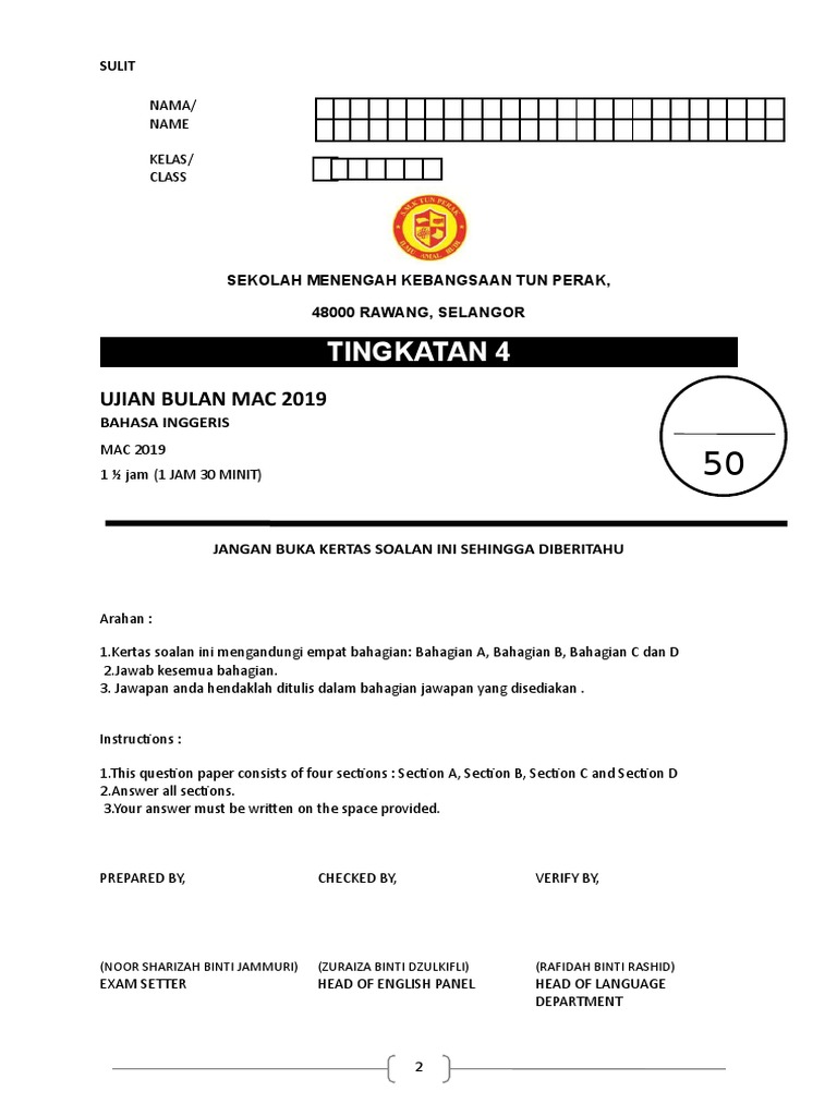Form 4 Mac Test 2019 Pdf Punctuation Phrase