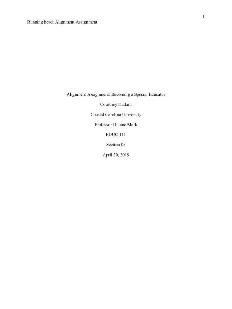 Hallamcourtney Alignment Assignment | PDF | Classroom | Special Education