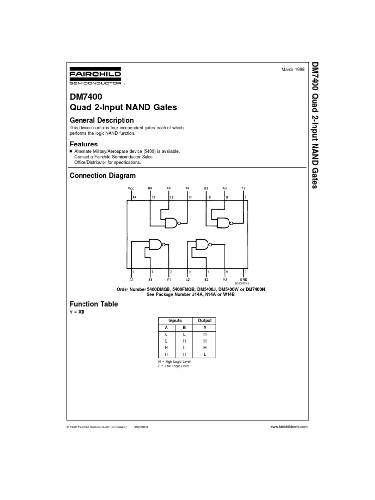 DM7400 | PDF | Logic Gate | Digital Electronics