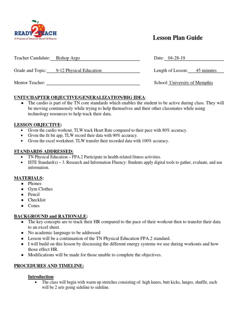 Lesson Plan Guide: Unit/Chapter Objective/Generalization/Big Idea | PDF ...