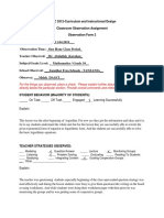 Classroom Observation Assignment-Form 2 Blank 1