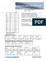 Aluminium Alloy en Ab-47100: Chemical Designation: en Ab-Alsi12Cu1 (Fe) Swedish Standard: Type - , (1)