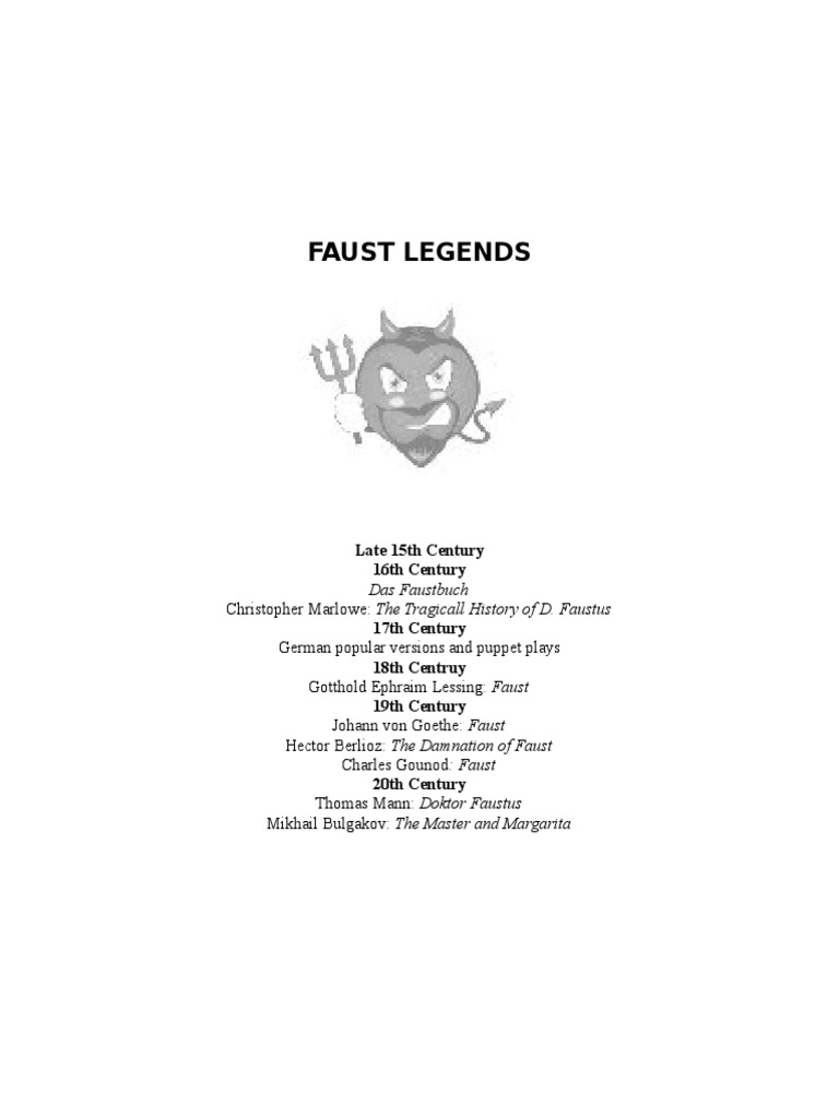 Faust Legends Late 15th Century 16th Century PDF Faust