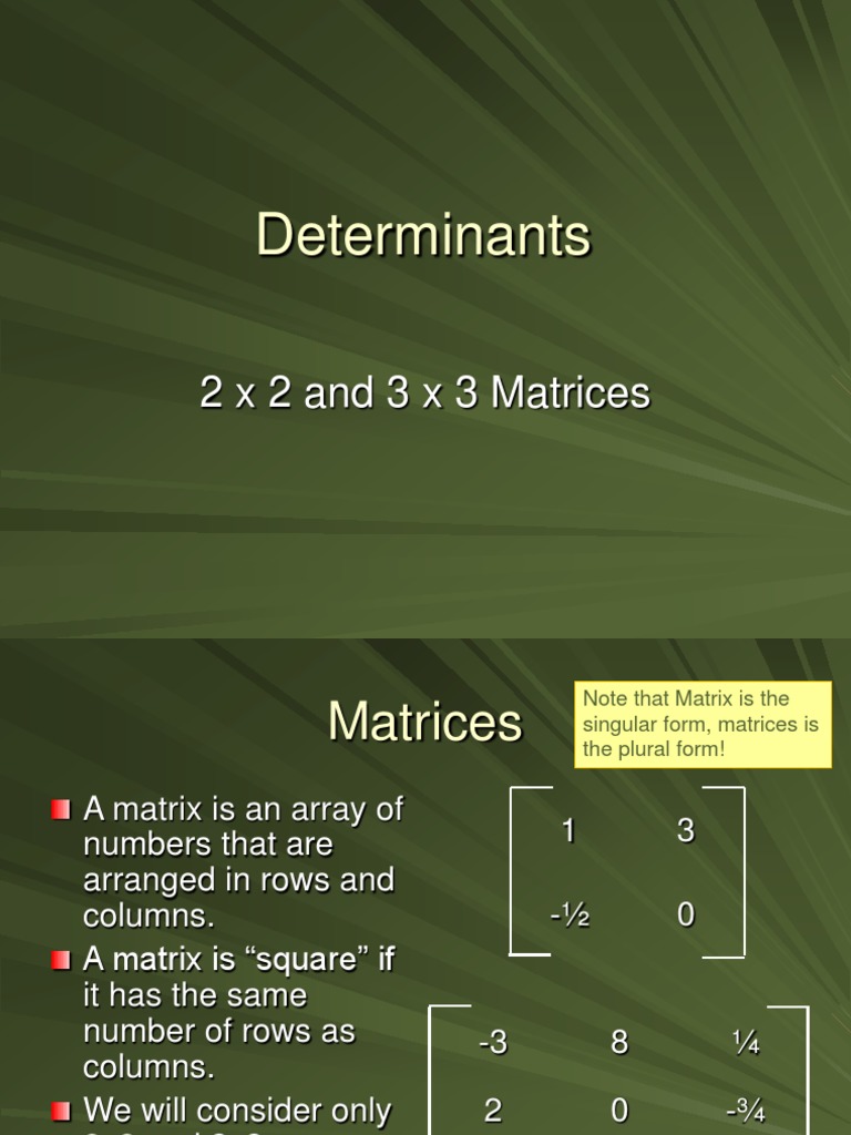Determinants 2 X 2 And 3 X 3 Matrices Pdf Determinant Matrix